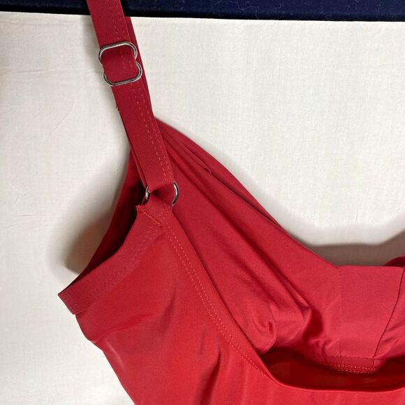 Jantzen Classics Swimsuit Ruched One Piece Adjustable Straps Slimming Sz 14 Red - Picture 4 of 10